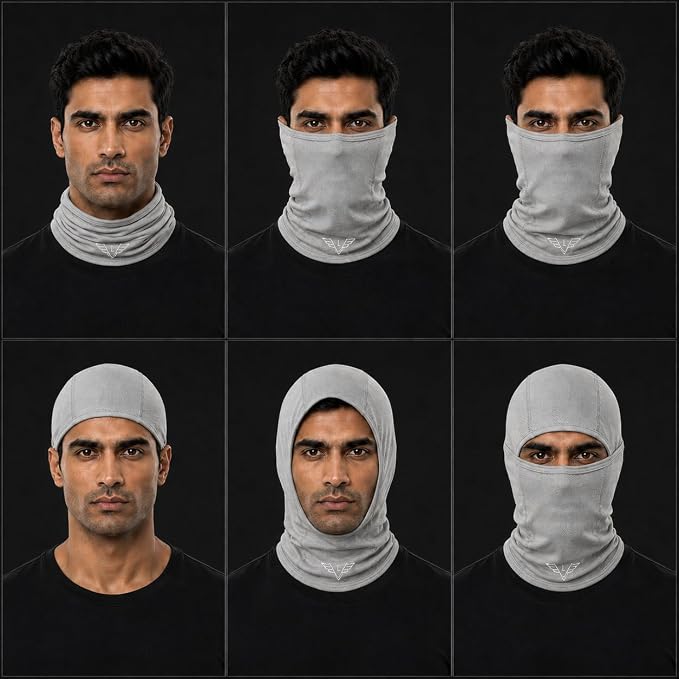 Elastomeric Fibre Balaclava for Men, UPF 50+, Breathable & Odour-Resistant Full Face Mask, Bike Riding Mask, Neck Gaiter & Head Cover for Bikers, Cycling, Trekking, Running and Outdoor Sports