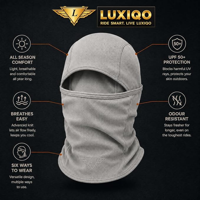 Elastomeric Fibre Balaclava for Men, UPF 50+, Breathable & Odour-Resistant Full Face Mask, Bike Riding Mask, Neck Gaiter & Head Cover for Bikers, Cycling, Trekking, Running and Outdoor Sports