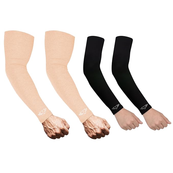 Osmo Fibre Arm Sleeves – SPF 50+ UV Protection, Ultra-Soft Cooling Compression Fabric, Breathable & Odour-Resistant Sun Sleeves | Running, Cycling, Gym & Outdoor Sports