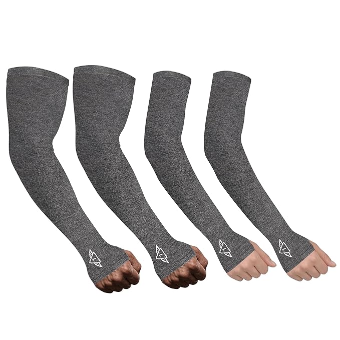 Osmo Fabric Arm Sleeves With Thumb Extension for Men & Women | SPF 50+Sun Protection | Breathable Compression Arm Sleeves with Thumb Hole for Running,Cycling,Gym & Driving