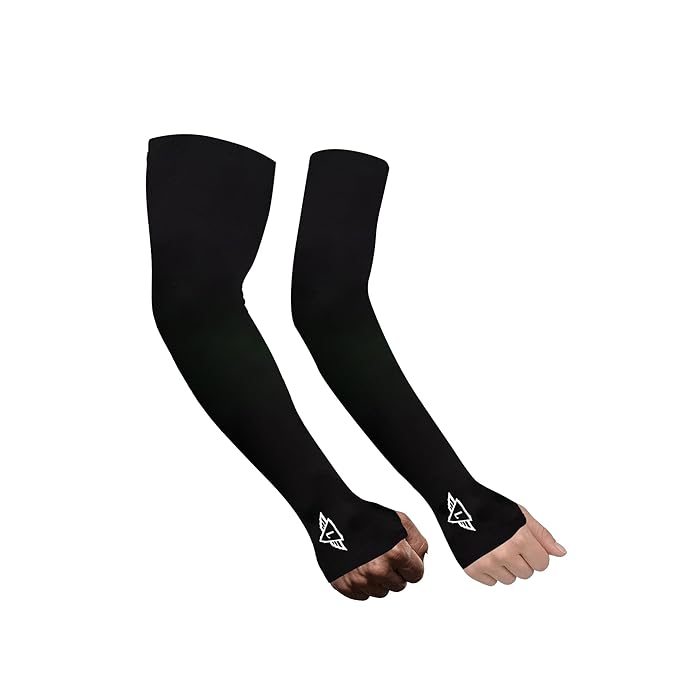 Osmo Fabric Arm Sleeves With Thumb Extension for Men & Women | SPF 50+Sun Protection | Breathable Compression Arm Sleeves with Thumb Hole for Running,Cycling,Gym & Driving