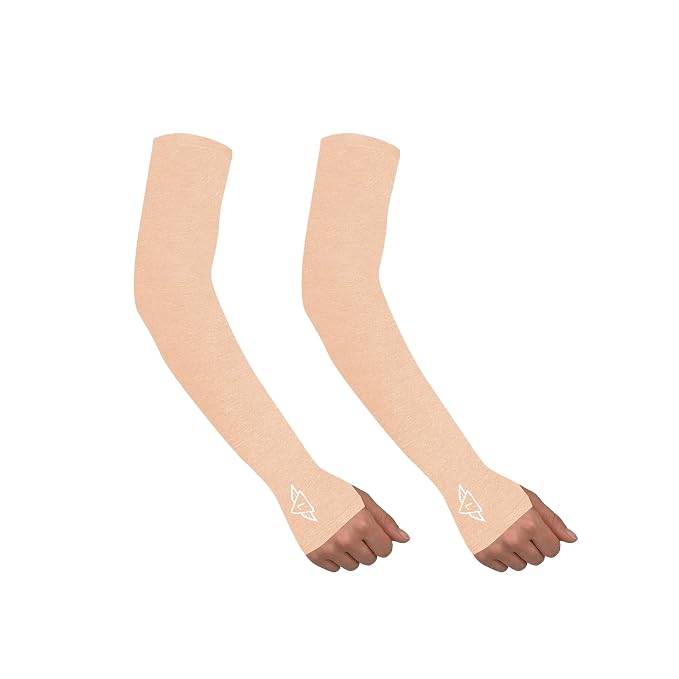 Osmo Fabric Arm Sleeves With Thumb Extension for Men & Women | SPF 50+Sun Protection | Breathable Compression Arm Sleeves with Thumb Hole for Running,Cycling,Gym & Driving