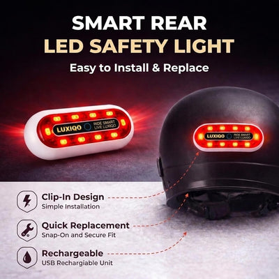 Helmet Light for Bike | 400 Lumens USB Rechargeable LED, 3 Flash Modes, IP67 Waterproof, 8H Runtime