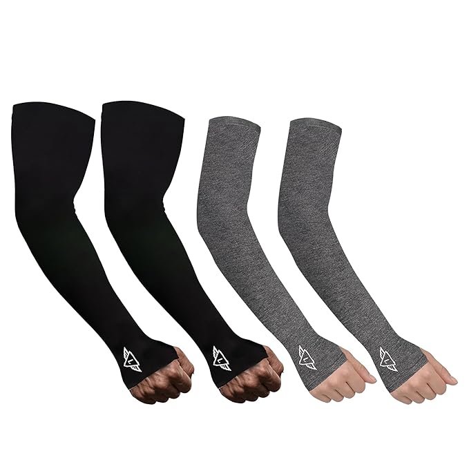 Osmo Fabric Arm Sleeves With Thumb Extension for Men & Women | SPF 50+Sun Protection | Breathable Compression Arm Sleeves with Thumb Hole for Running,Cycling,Gym & Driving