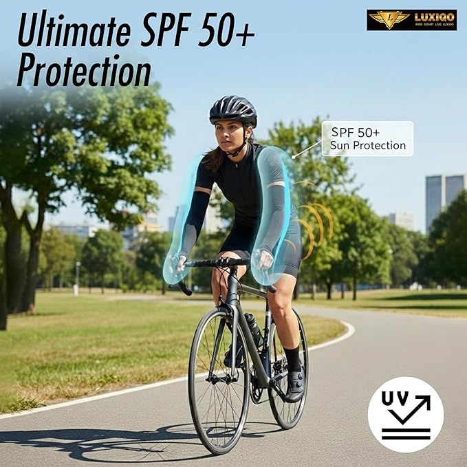 Osmo Fabric Arm Sleeves With Thumb Extension for Men & Women | SPF 50+Sun Protection | Breathable Compression Arm Sleeves with Thumb Hole for Running,Cycling,Gym & Driving