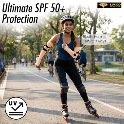 Osmo Fabric Arm Sleeves With Thumb Extension for Men & Women | SPF 50+Sun Protection | Breathable Compression Arm Sleeves with Thumb Hole for Running,Cycling,Gym & Driving