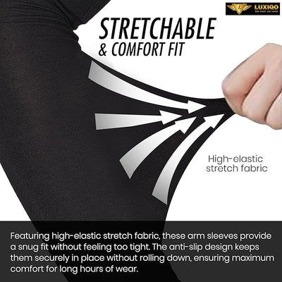 Osmo Fabric Arm Sleeves With Thumb Extension for Men & Women | SPF 50+Sun Protection | Breathable Compression Arm Sleeves with Thumb Hole for Running,Cycling,Gym & Driving