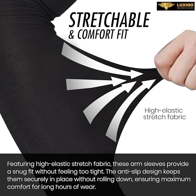 Osmo Fabric Arm Sleeves With Thumb Extension for Men & Women | SPF 50+Sun Protection | Breathable Compression Arm Sleeves with Thumb Hole for Running,Cycling,Gym & Driving