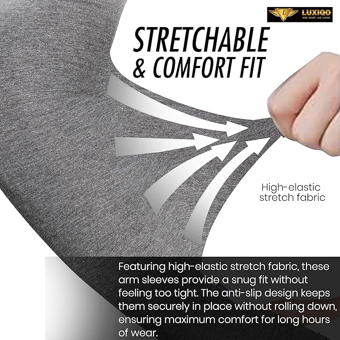 Osmo Fabric Arm Sleeves With Thumb Extension for Men & Women | SPF 50+Sun Protection | Breathable Compression Arm Sleeves with Thumb Hole for Running,Cycling,Gym & Driving