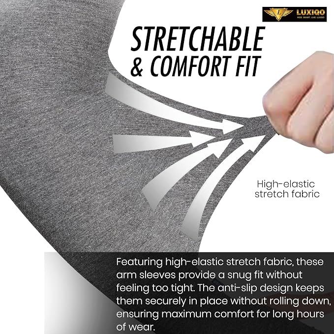Osmo Fabric Arm Sleeves With Thumb Extension for Men & Women | SPF 50+Sun Protection | Breathable Compression Arm Sleeves with Thumb Hole for Running,Cycling,Gym & Driving
